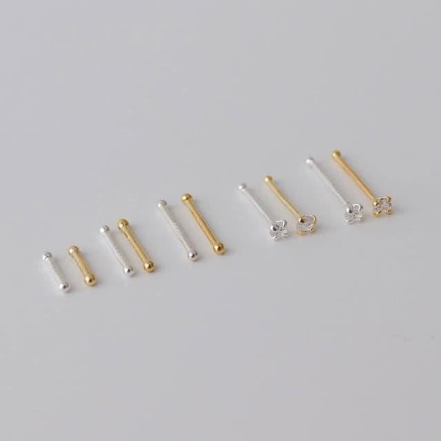 em925純銀┃耳釘┃999迷你雙珠養耳棒 耳環