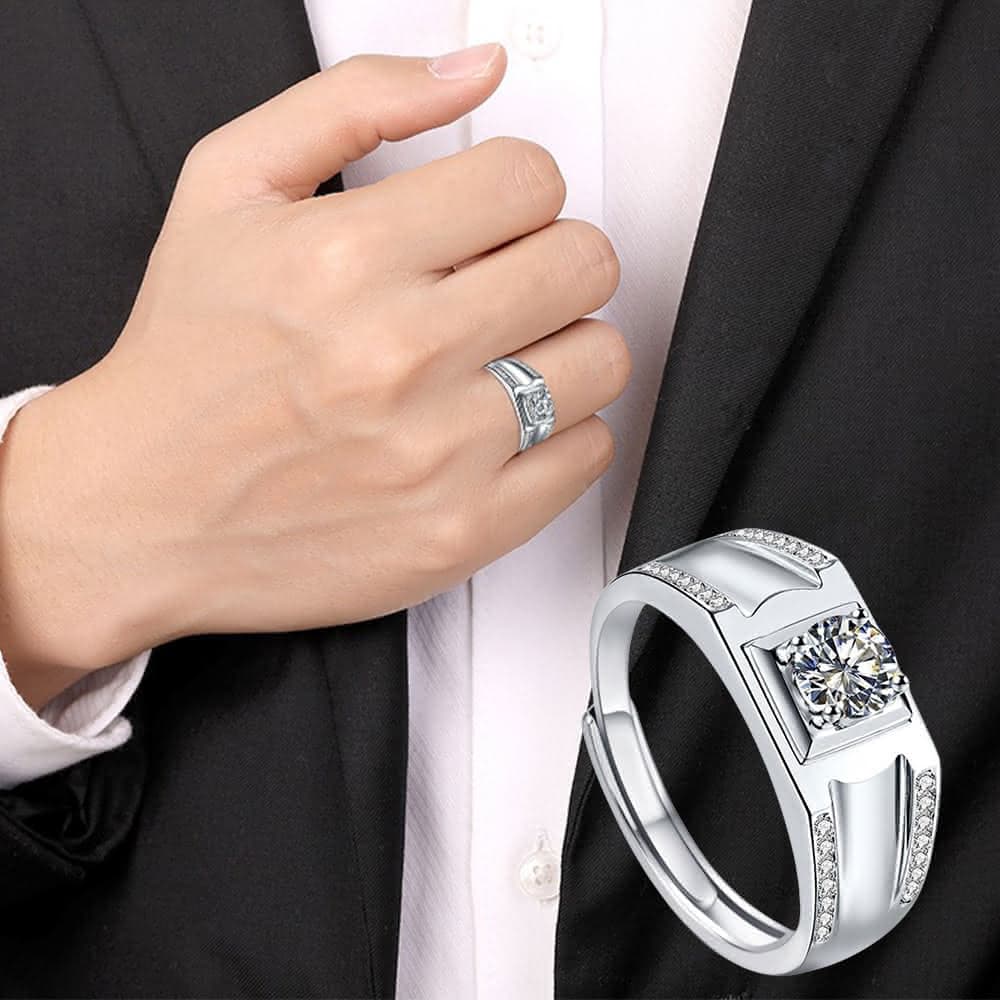 【KT DADA】戒指 生日禮物 純銀戒指 可調節戒指 開口戒指 男生戒指 莫桑石戒指 韓國戒指 結婚戒指