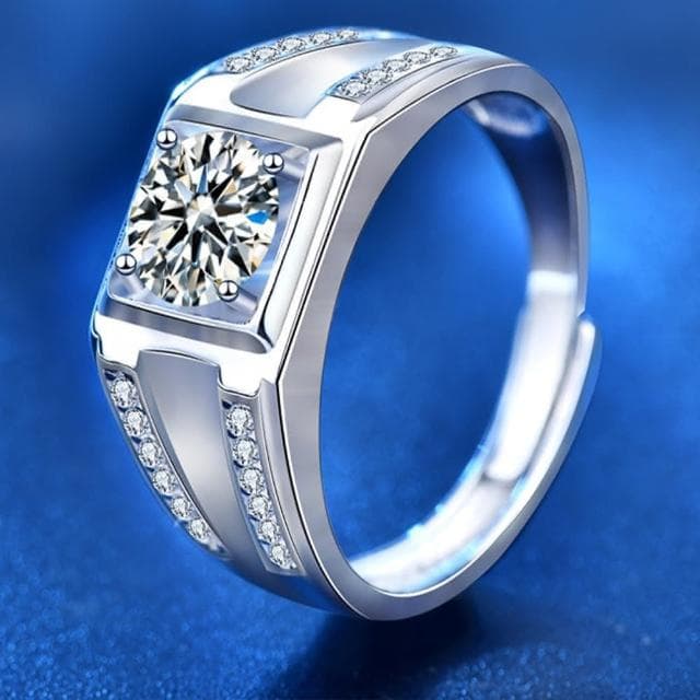 【KT DADA】戒指 生日禮物 純銀戒指 可調節戒指 開口戒指 男生戒指 莫桑石戒指 韓國戒指 結婚戒指