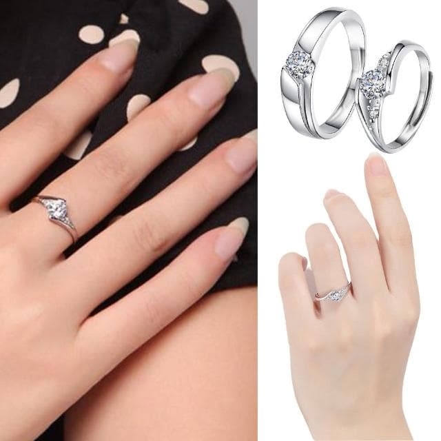 【MoonDy】結婚戒指 生日禮物 純銀戒指 純銀飾品 情侶戒指 情侶對戒 莫桑石戒指 開口戒指 韓國戒指 可調節