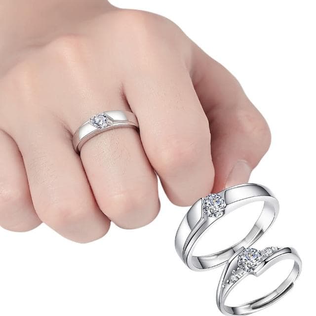 【KT DADA】純銀戒指 生日禮物 情侶戒指 情侶對戒 結婚戒指 結婚對戒 莫桑石戒指 開口戒指 韓國戒指 可調節