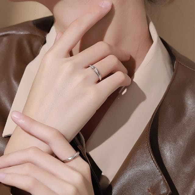 【KT DADA】情侶戒指 求婚戒指 生日禮物 純銀戒指 鋯石戒指 男女對戒 結婚對戒 銀戒 可調節戒指