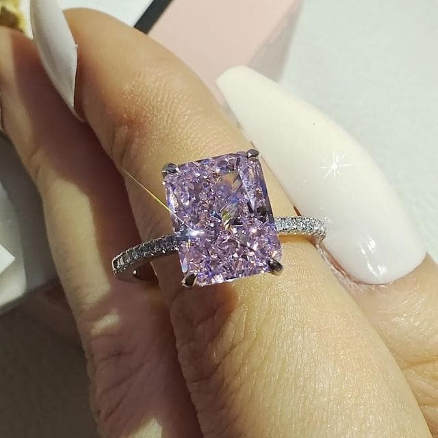 【KT DADA】方形戒指 粉色戒指 女生生日禮物 戒指 純銀戒指 戒指 寶石戒指 鋯石戒指 生日禮物 可愛戒指