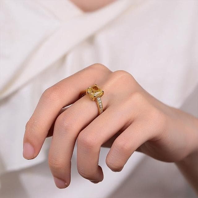【KT DADA】招財戒指 轉運戒指 女生禮物 純銀戒指 鋯石戒指 黃色戒指 金戒指 食指戒指 寶石戒指 生日禮物