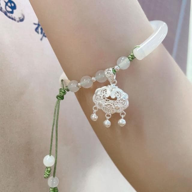 【KT DADA】編織手鍊 生日禮物 手鍊 純銀手鍊 手鐲 平安鎖手鍊 玉手鍊 玉髓手鐲 招財手鍊 平安手鍊