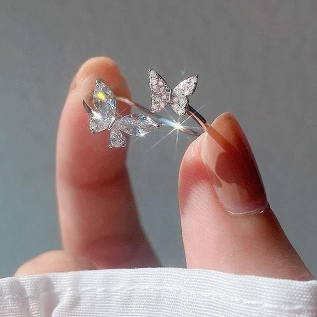 【MoonDy】戒指 生日禮物 鋯戒 開口戒指 純銀戒指 蝴蝶戒指 指環 小眾戒指 日系戒指 造型戒指 女生禮物