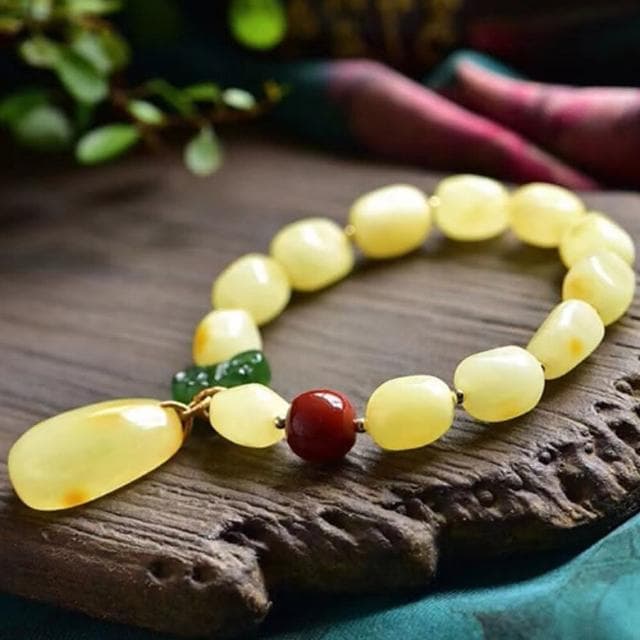 【KT DADA】送長輩 碧玉手鍊 南紅手串 女飾品 送女生 禮物 吊墜手鍊 玉手鍊 天然蜜蠟手鍊 黃蜜蠟手串