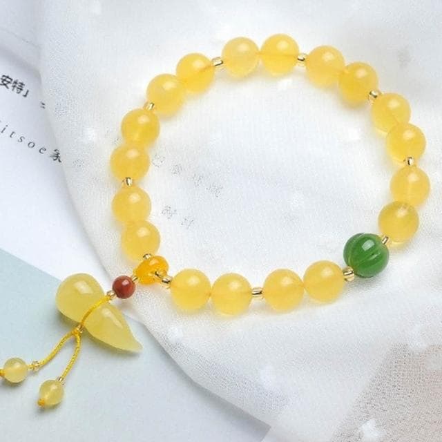 【KT DADA】保平安手鍊 玉葫蘆 簡約飾品 生日禮物 佛珠 玉手鍊 手串 蜜蠟手串 圓珠手串 琥珀蜜蠟手鍊