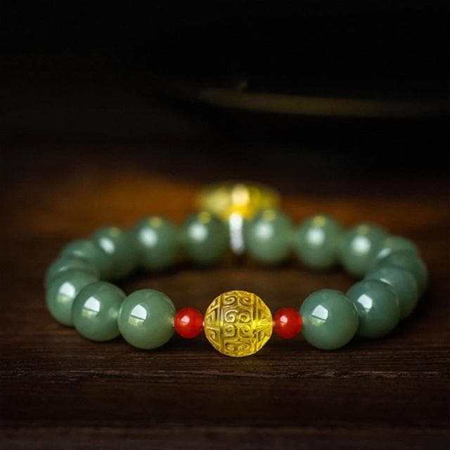 【MoonDy】手串 佛珠 串珠手鍊 民族風飾品 女生飾品 如意鎖手鍊 玉手鍊 和田青玉手鍊 送長輩 保平安 禮物