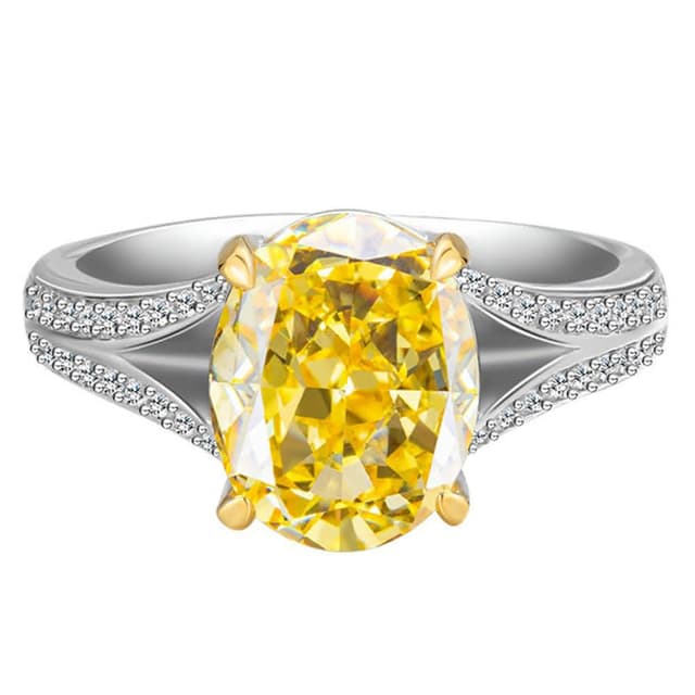 【KT DADA】招財戒指 送長輩 送女生 生日禮物 食指戒 銀戒指 鴿子蛋鋯戒 冰花切戒指 純銀戒指 黃色戒指