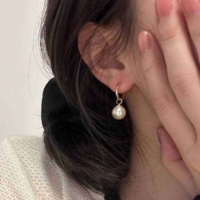 【MoonDy】圈圈耳環 銀耳環 垂墜耳環 小香耳環 法式耳環 灰珍珠耳環 純銀耳環 珍珠耳環 氣質耳環 送女友