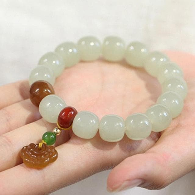 【MoonDy】粗手環 和田玉手鍊 玉手鍊 蘋果珠桶珠 串珠手環 平安手鍊 避邪手鍊 送長輩 送女生 生日禮物