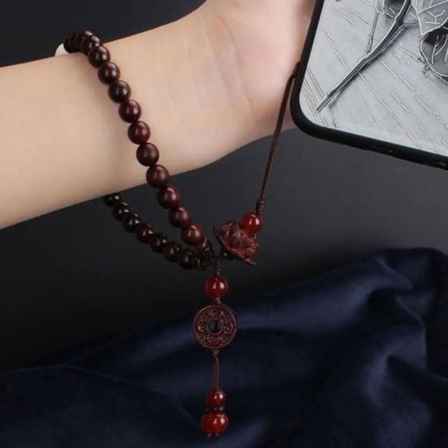 【KT DADA】小葉紫檀手機鍊 保平安 吊飾 手腕掛件 送長輩 禮物 吊墜飾品 手機掛繩 佛珠手機掛繩 保平安