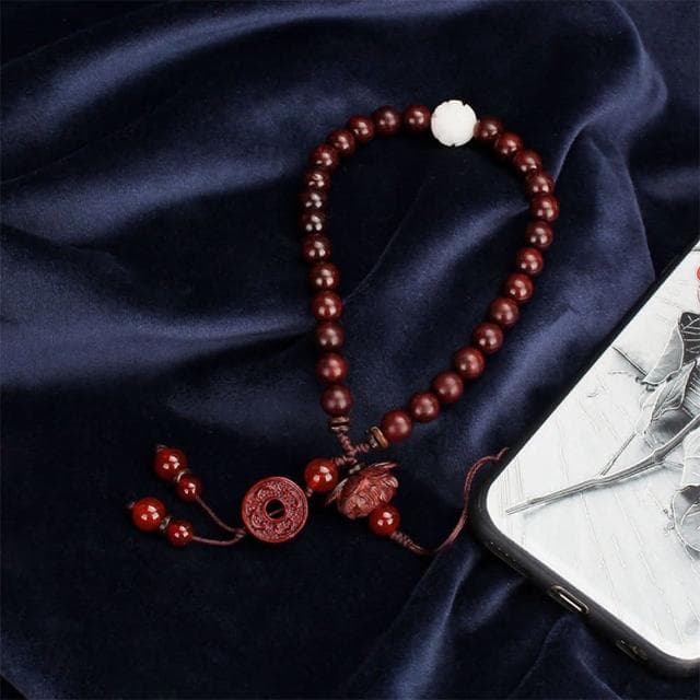 【KT DADA】小葉紫檀手機鍊 保平安 吊飾 手腕掛件 送長輩 禮物 吊墜飾品 手機掛繩 佛珠手機掛繩 保平安