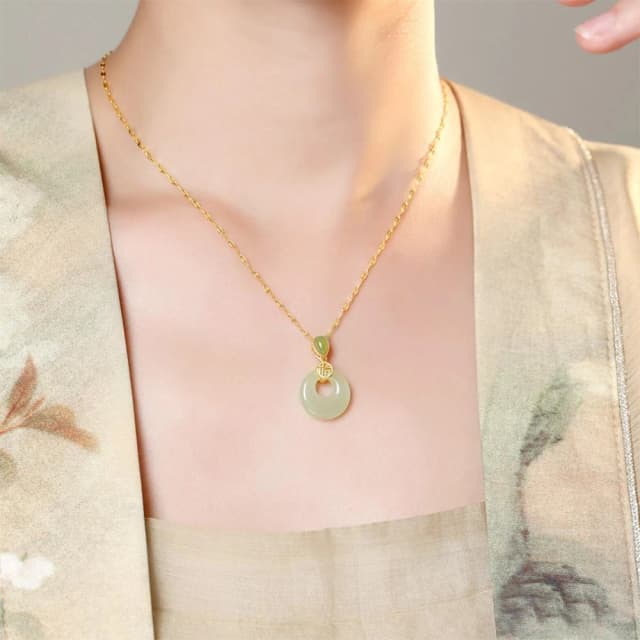 【MoonDy】項鍊 純銀項鍊 金項鍊 玉項鍊 驅邪避凶 平安扣項鍊 和田玉項鍊 平安納福 吊墜項鍊 鎖骨鍊 生日禮物 氣質項鍊
