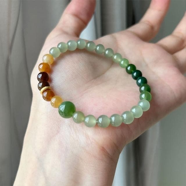 【MoonDy】手鍊 手環 手串 和田玉手串 圓珠手鍊 玉手鍊 保平安 驅邪納福 漸變手鍊 碧玉手串 送長輩 送女生 生日禮物