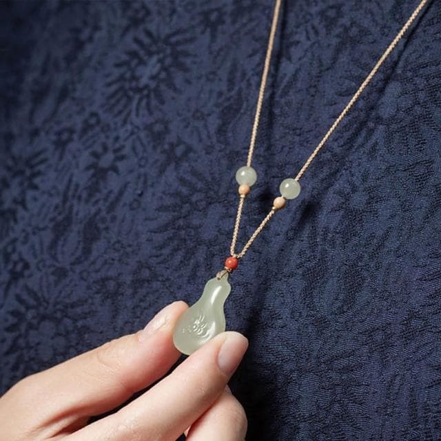 【KT DADA】和田玉項鍊 編繩項鍊 小掛件 葫蘆吊墜 編織項鍊 招財納福 項鍊 玉項鍊 保平安 手工項鍊 長輩禮物