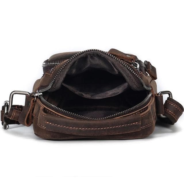 【MoonDy】包包 斜背包 馬鞍包 小方包 休閒包包 復古單肩包 雙層包包 真皮斜背包 牛皮小背包 男生手提包 送長輩 禮物