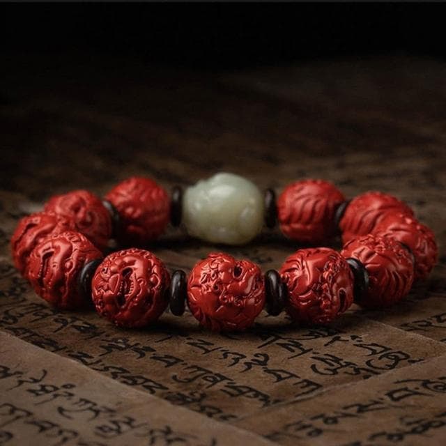 【KT DADA】紅硃砂貔貅手串 開運手鍊 硃砂手鍊 和田玉手鍊 念珠 飾品 粗手鍊 生日禮物 手環 佛珠 手串 手鍊