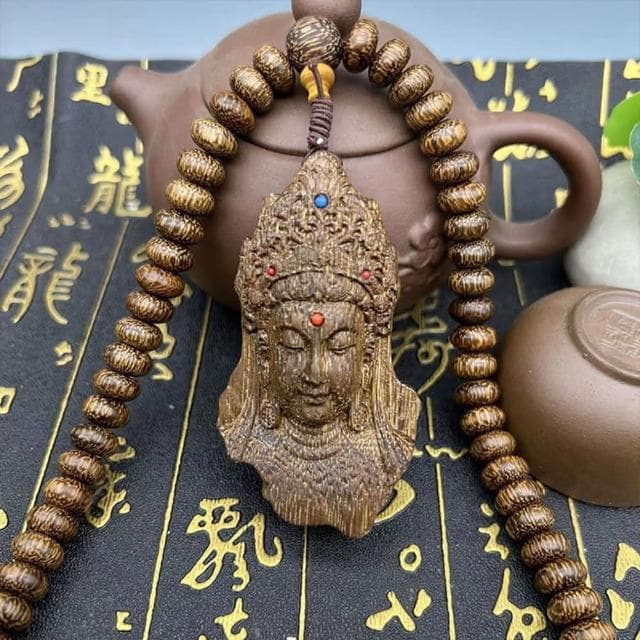 【KT DADA】佛珠項鍊 木珠項鍊 避邪項鍊 長輩禮物 掛飾 越南沉香 觀音吊墜 算盤珠 沉香車掛 佛像掛飾 念珠