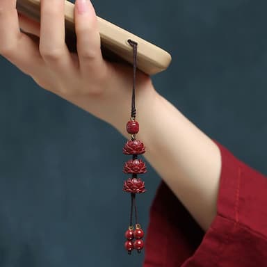 【MoonDy】硃砂 飾品 手機掛件 蓮花吊飾 辟邪手鍊 招財納福 吊墜 男女通用 如意 護身符 保平安 送媽媽 生日禮物