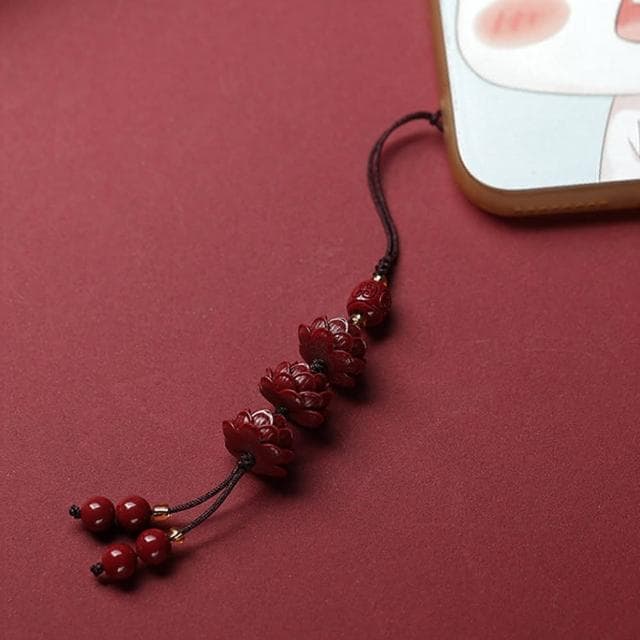 【MoonDy】硃砂 飾品 手機掛件 蓮花吊飾 辟邪手鍊 招財納福 吊墜 男女通用 如意 護身符 保平安 送媽媽 生日禮物