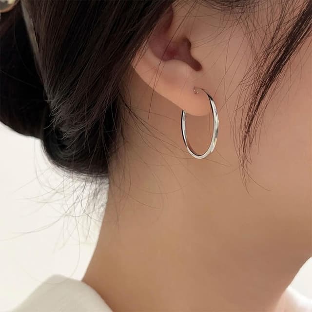 【MoonDy】耳環 女生耳環 生日禮物 耳環女 飾品 純銀耳環 耳圈 大圓圈耳環 大耳環 耳夾 大圈耳環 耳墜 耳飾 銀色耳環