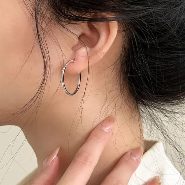 【MoonDy】耳環 女生耳環 生日禮物 耳環女 飾品 純銀耳環 耳圈 大圓圈耳環 大耳環 耳夾 大圈耳環 耳墜 耳飾 銀色耳環