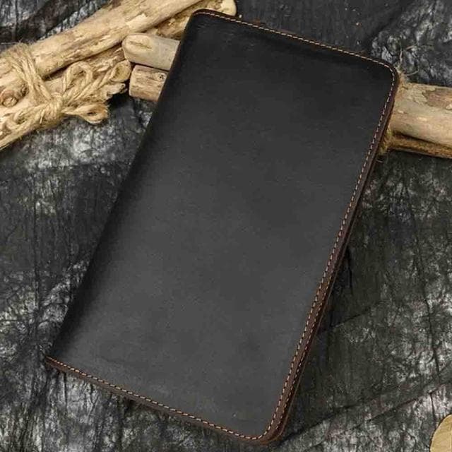 【KT DADA】多卡位錢包 雙層拉鍊錢包 大容量手拿錢包 復古牛皮包 男士手拿錢包 牛皮手機包 真皮手抓包 送長輩男友 生日禮物