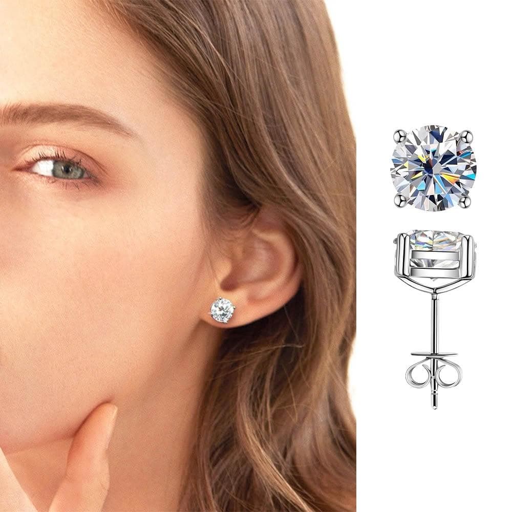 【MoonDy】飾品 耳環 女生耳環 莫桑石 純銀耳環 S925銀 耳飾 耳針 小香風耳環 氣質耳環 情人節禮物