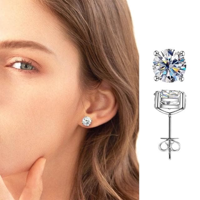 【MoonDy】飾品 耳環 女生耳環 莫桑石 純銀耳環 S925銀 耳飾 耳針 小香風耳環 氣質耳環 情人節禮物