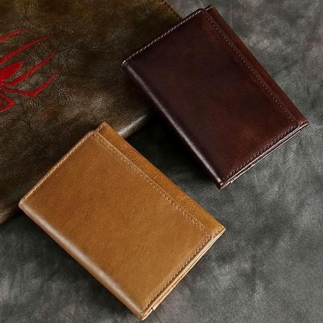 【MoonDy】卡夾 錢包 短夾 多卡位 名片夾 短款錢包 真皮卡包 復古錢包 牛皮卡夾 質感錢包 油蠟皮卡包 生日禮物