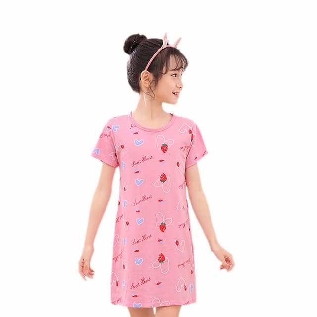 【Arbea】兒童睡裙女孩短袖韓版薄款居家服C154(多款式)