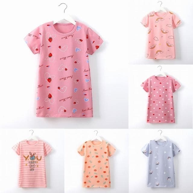【Arbea】兒童睡裙女孩短袖韓版薄款居家服C154(多款式)