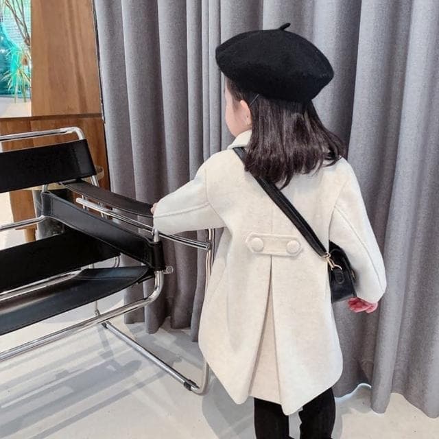 【Arbea】兒童中長款大衣女童韓版加厚雙排扣外套C466(秋冬款)