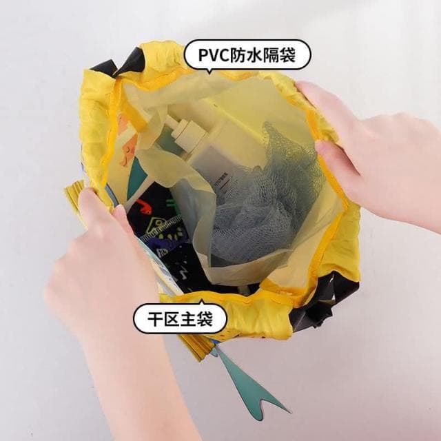 【Arbea】兒童游泳雙肩包可愛卡通衣物收納包加厚牛津布防潑水隔層乾濕分離 B07