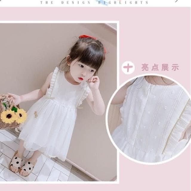 【Arbea】女童連衣裙夏季新款洋氣短袖白色紗裙女孩裙子兒童夏裝公主裙童裝 C145
