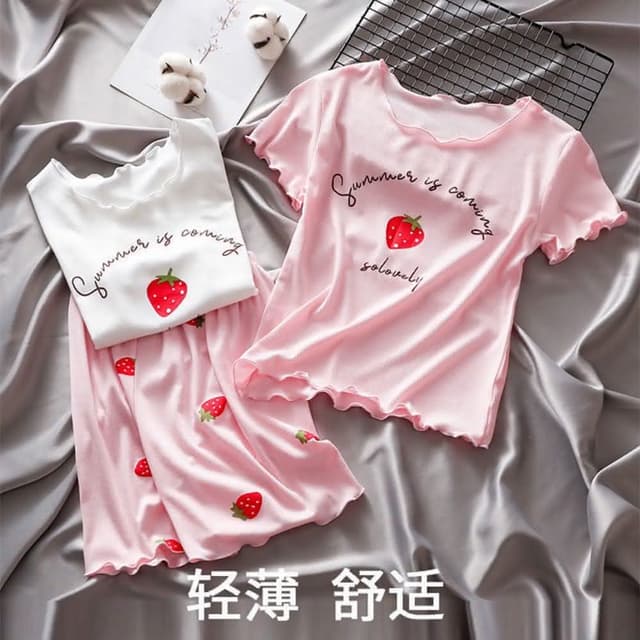 【Arbea】女童家居服睡衣兩件套裝小童兒童短袖夏天薄款夏季空調服 C140