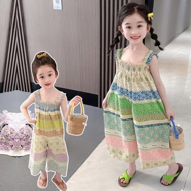 【Arbea】兒童裝吊帶連身衣服寶寶夏季褲子新款女童夏裝防蚊褲洋氣潮 C918