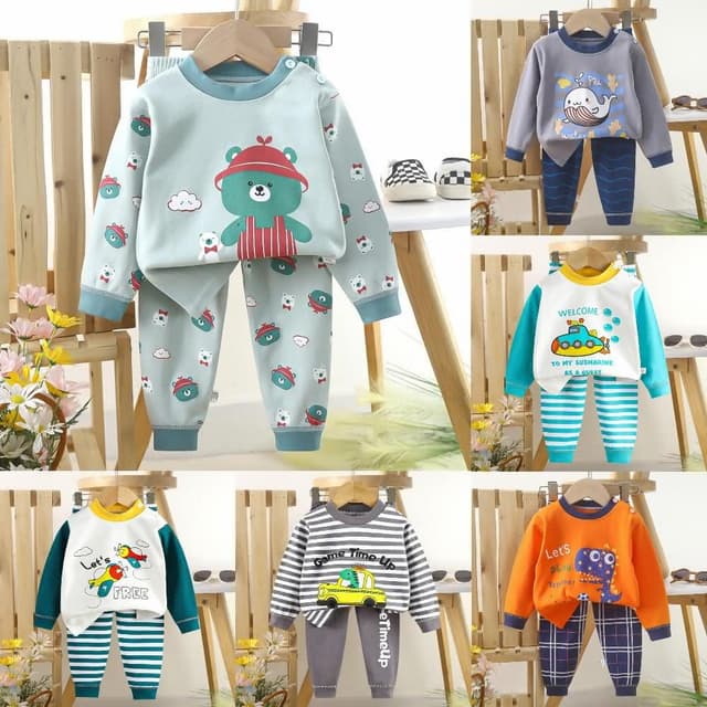 【Arbea】9款童套裝兒童居家服外出服套裝純棉新睡衣女童秋衣秋褲保暖男童家居服童裝兒童套裝聖誕節-3 C1003