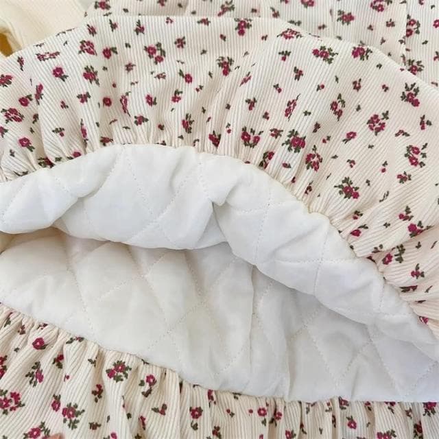 【Arbea】秋冬兒童女童新款西式森系小花布衣打底衣兩件式套裝連身裙針織衫 C1027