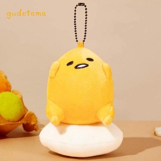 【gudetama 蛋黃哥】gudetama蛋黃哥卡通刺繡超可愛鑰匙圈毛絨玩偶吊飾(閨蜜女兒女友老婆生日聖誕交換禮物)