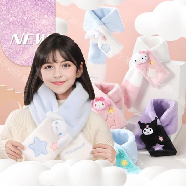 【SANRIO 三麗鷗】大耳狗圍巾酷洛米美樂蒂帕恰狗人魚漢頓凱蒂貓圍巾兒童成人新年送禮生日禮物孫女女兒禮物