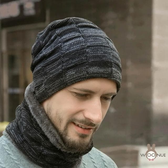 【WOONUE】男秋冬小鐵風雙層毛帽保暖護耳加脖圍親膚(秋冬穿搭朋友男友情人單車族父親爸爸爺爺生日禮物)