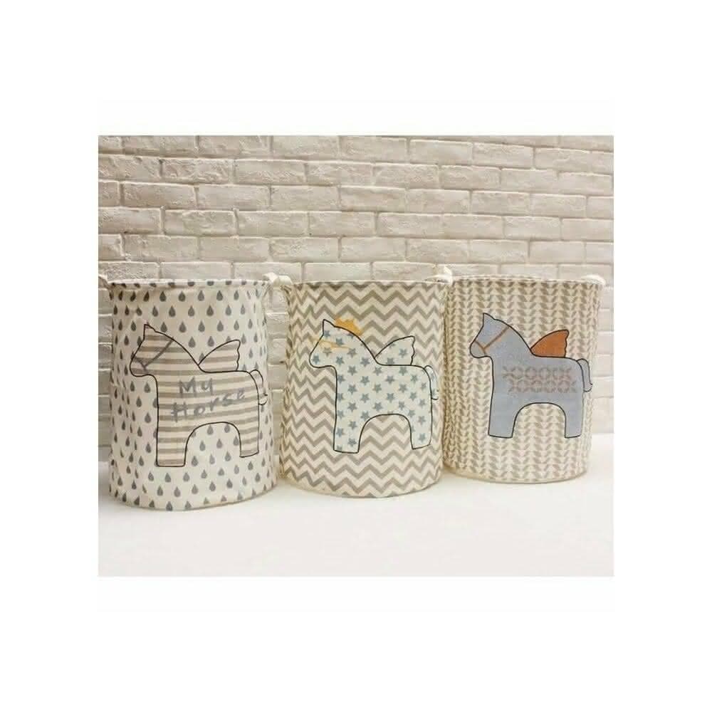 【Q貝比】現貨大號簡約布藝飛馬防水髒衣籃髒衣桶可折疊玩具衣物收納 收納桶(台灣出貨)