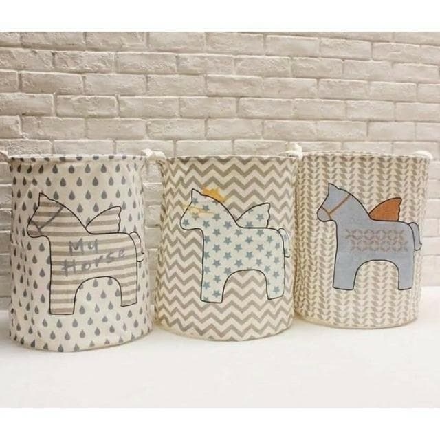 【Q貝比】現貨大號簡約布藝飛馬防水髒衣籃髒衣桶可折疊玩具衣物收納 收納桶(台灣出貨)