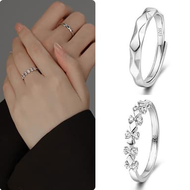【LEEHER】生日禮物/對戒/結婚戒指/情侶戒指/求婚戒指/純銀戒指/鋯石戒指/男戒指/女戒指/可調式戒指