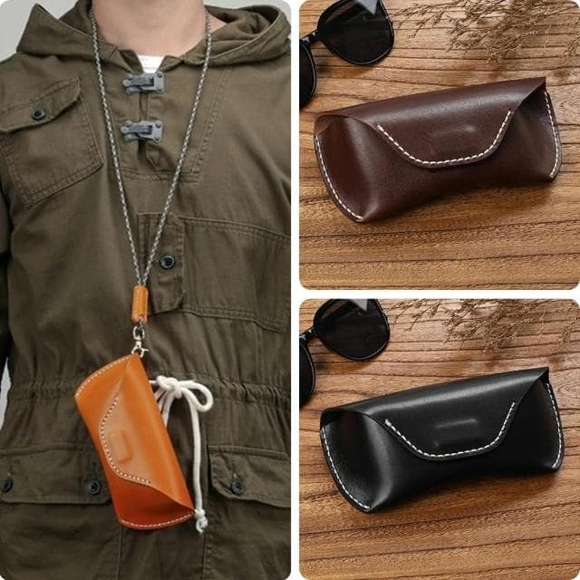 【LEEHER】男生包包/掛包/墨鏡包/眼鏡袋/真皮眼鏡盒/牛皮眼鏡盒/便攜眼鏡收納盒/腰掛眼鏡盒/生日禮物