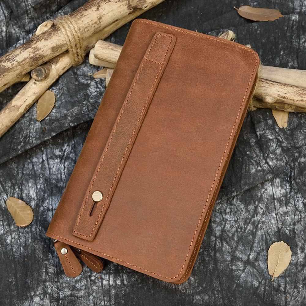 【LEEHER】男士手拿錢包/牛皮手機包/真皮手抓包/送長輩男友/生日禮物/大容量手拿錢包/復古牛皮包