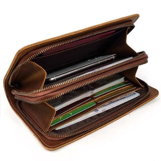 【LEEHER】男士手拿錢包/牛皮手機包/真皮手抓包/送長輩男友/生日禮物/大容量手拿錢包/復古牛皮包